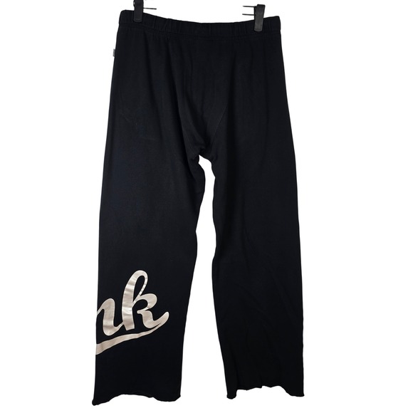 PINK Victoria's Secret Sweatpants XS Black Drawstring Lounge Pants Raw Hem - Picture 2 of 7